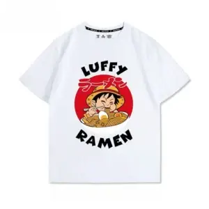 Футболка «Ван-Пис» — Straw Hat Luffy Is Eating Ramen Printed T-shirt