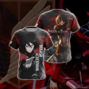 Футболка по аниме «Атака титанов» — 2026 Attack on Titan Mikasa Ackerman Full-Color 3D