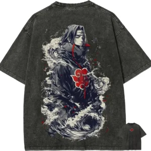 Футболка «Наруто» — Itachi Uchiha T Shirt Akatsuki Great Wave Vintage