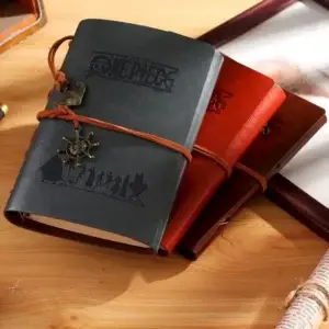 Блокнот «Ван-Пис» — Vintage Pu Leather A6 Loose Leaf Single Notebook Tie