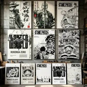 Постер «Ван-Пис» — Poster Luffy Zoro The Oda Wanted Canvas Print Wall