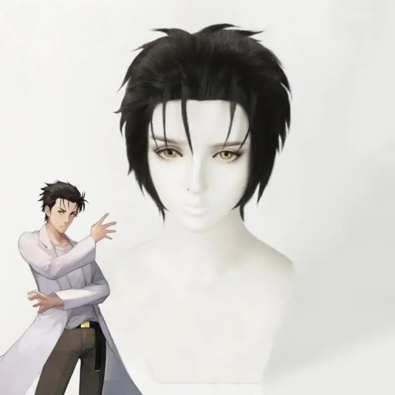 Парик для косплея «Врата Штейна» — Okabe Rintarou Wig Black Hououin Kyoma Wig Mad