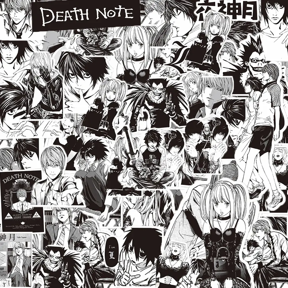 Наклейки «Тетрадь смерти» — 10/30/65pcs Black White Death Note Stickers Cool